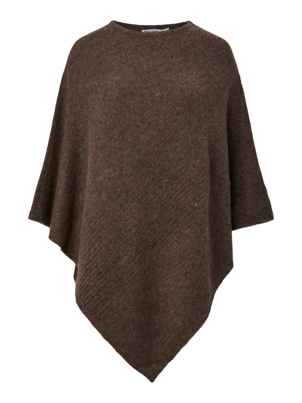 ARA FINSTRIKKET PONCHO - BRUN