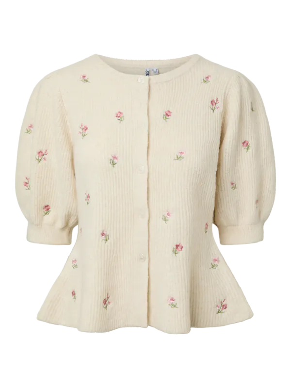 SILLY CARDIGAN M/PUFF BLOMSTER - CREAM