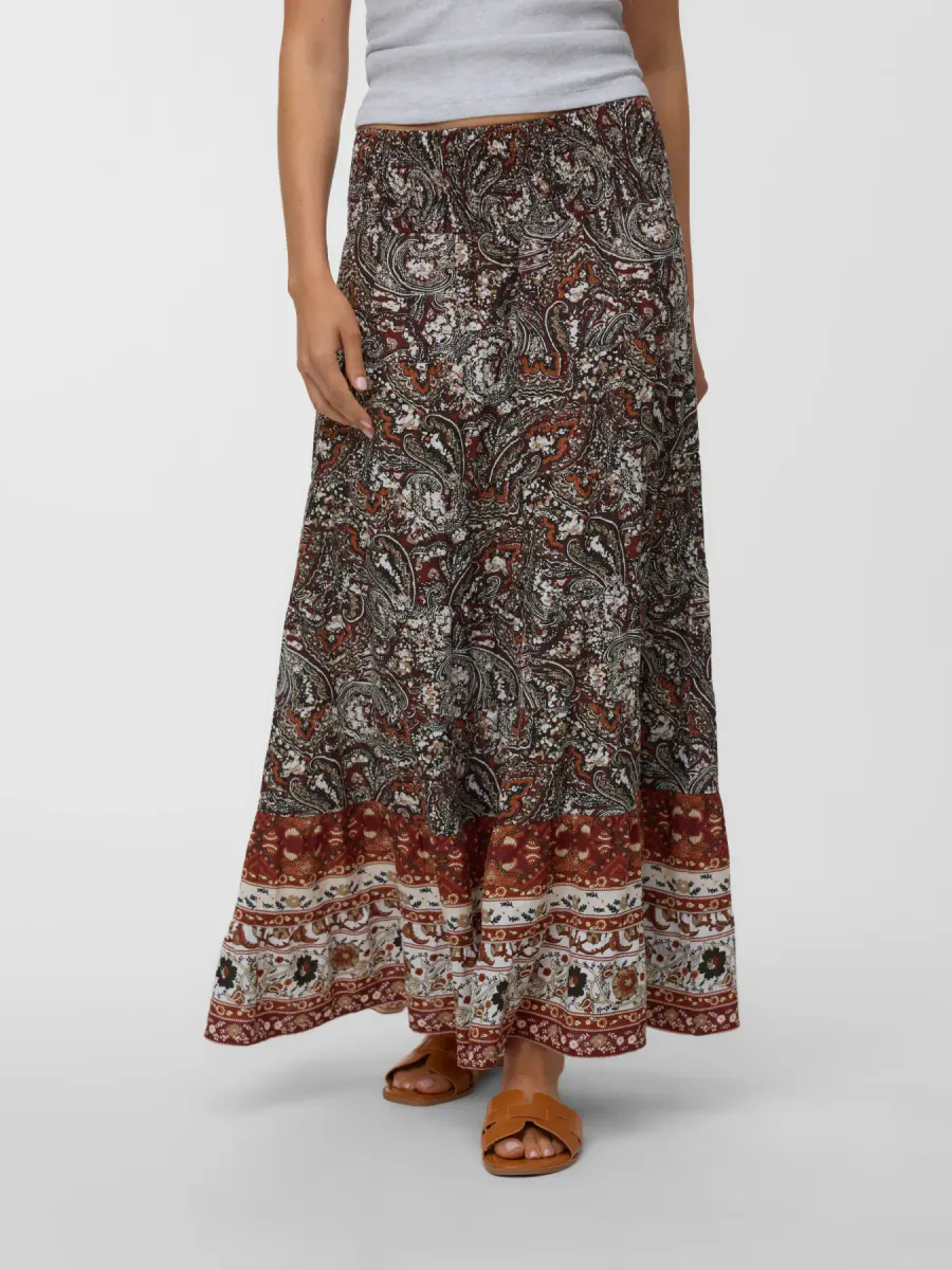 SWIP MAXI PAISLEY SKJØRT - BRUNT