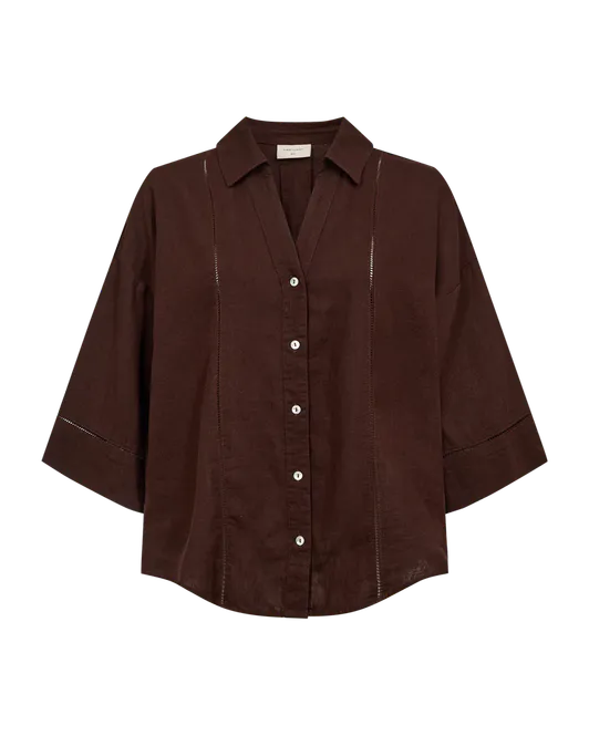 Hovedbilde LALUNA LIN/VISCOSE SKJORTE - BRUN