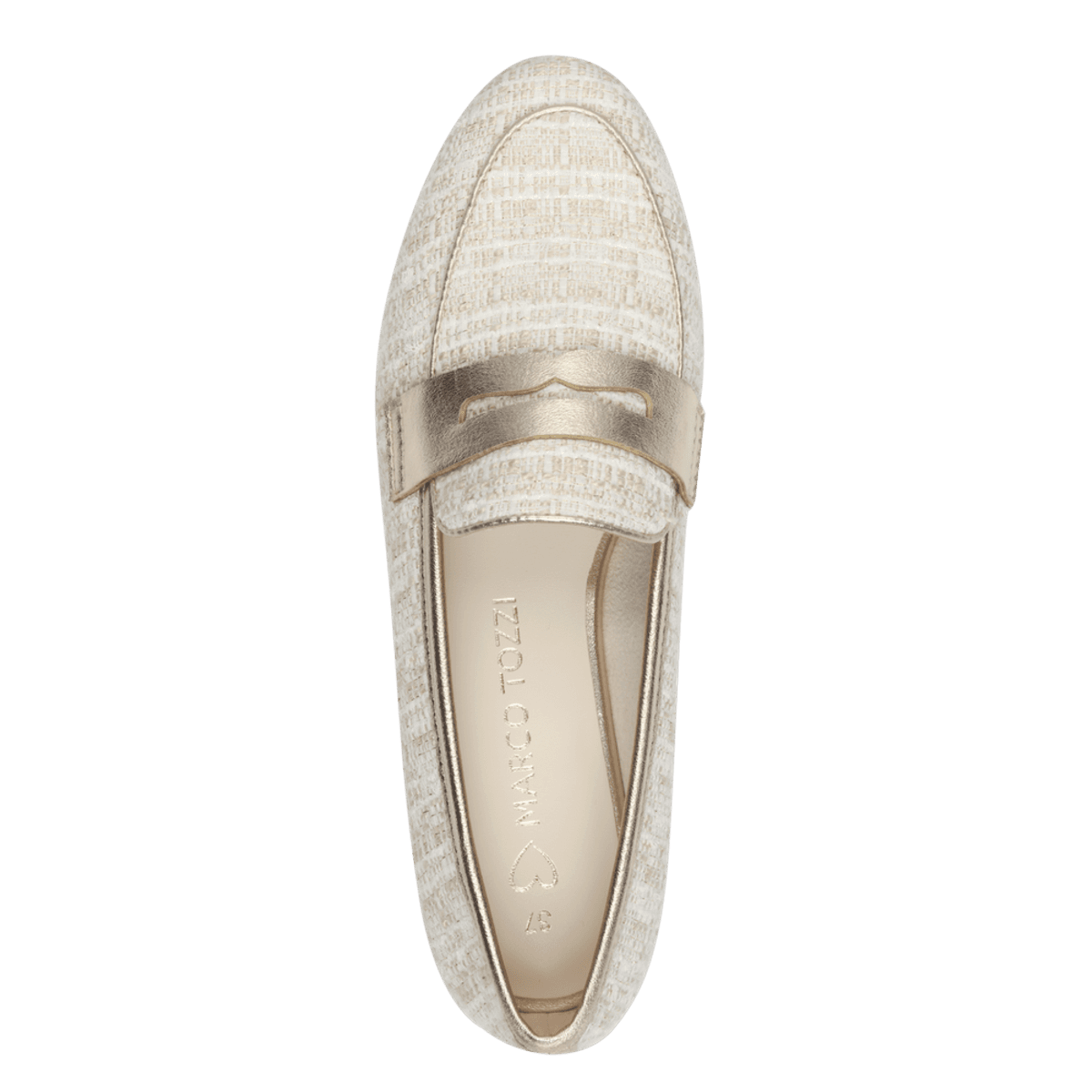 MOKASIN BOUCLE M/GULL DETALJER  - CREAM