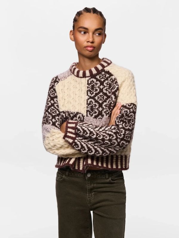 FUSION KNIT GENSER - CREAM/PLOMME