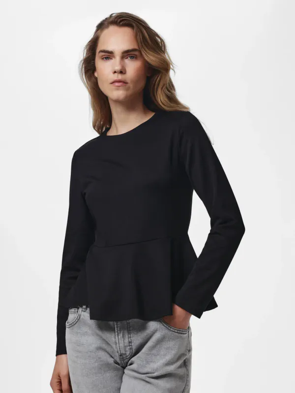 ALISA TOPP M/ PEPLUMKANT - SORT