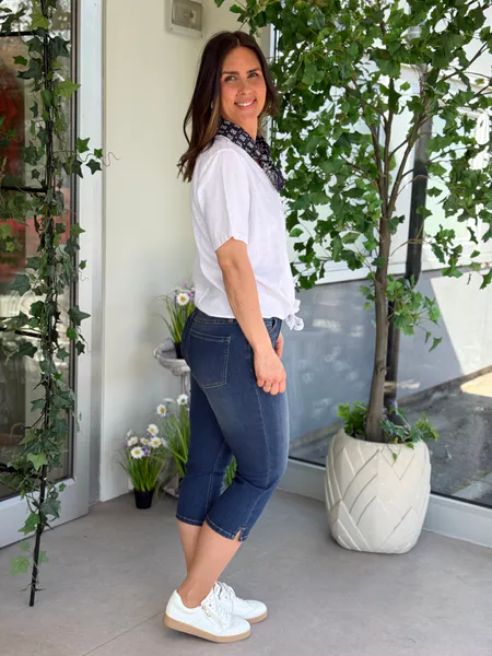 Hovedbilde LAVA LIN/VISCOSE BLUSE M/KNYTING - HVIT