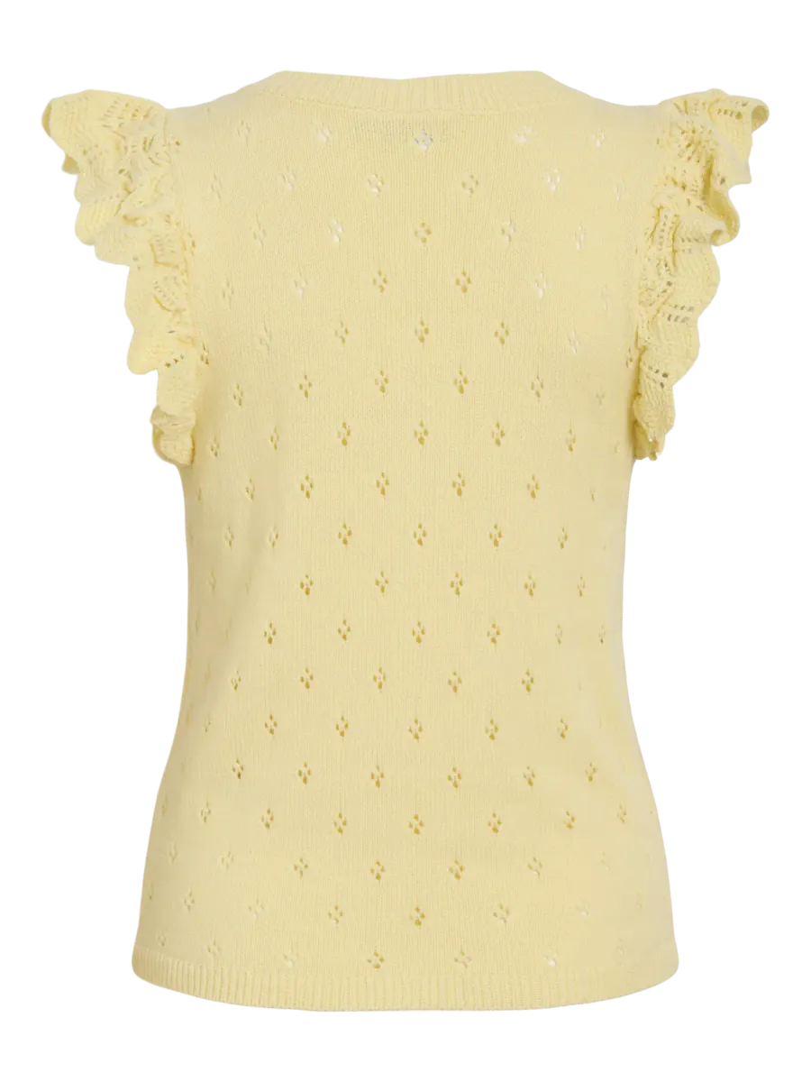 MARLEA STRIKKET TOPP - LYS GUL