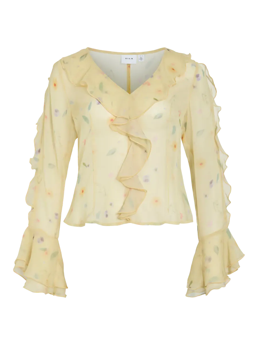 EMMY BLUSE M/VOLANG - GUL