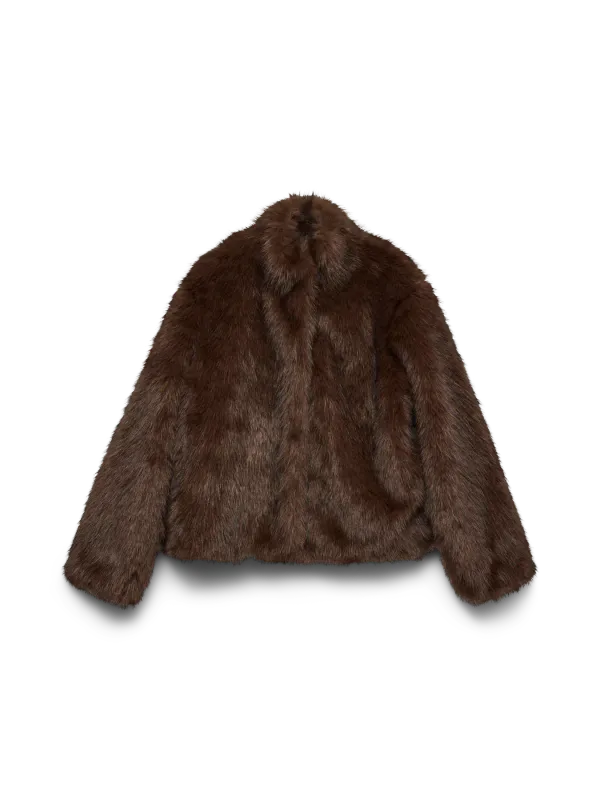 MONROE FAKE FUR JAKKE - BRUN