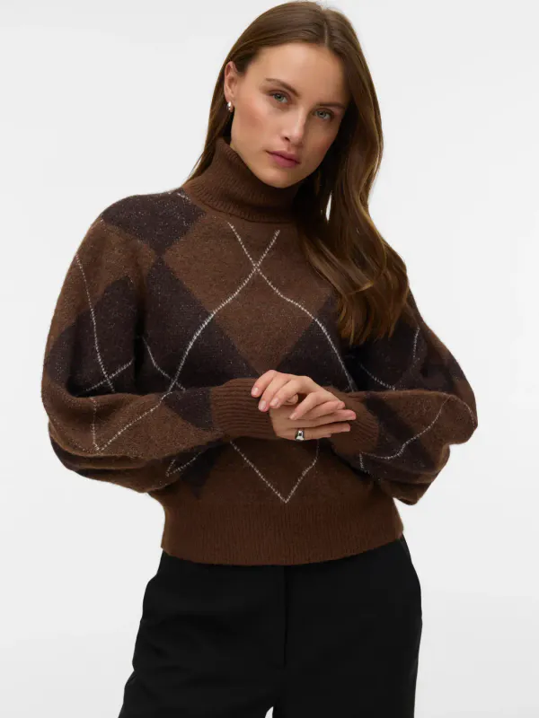 DARLA ROLL NECK GENSER - BRUN/BRUN