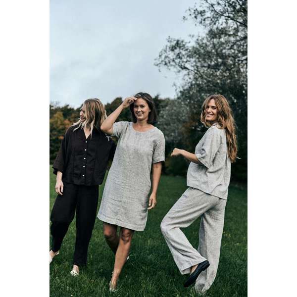 Hovedbilde LAVA KJOLE LIN/VISCOSE STRIPET - BRUN/OFFWHITE