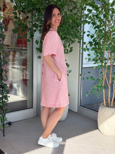 Hovedbilde  LAVA LIN/VISCOSE KJOLE STRIPET - RØD/OFFWHITE