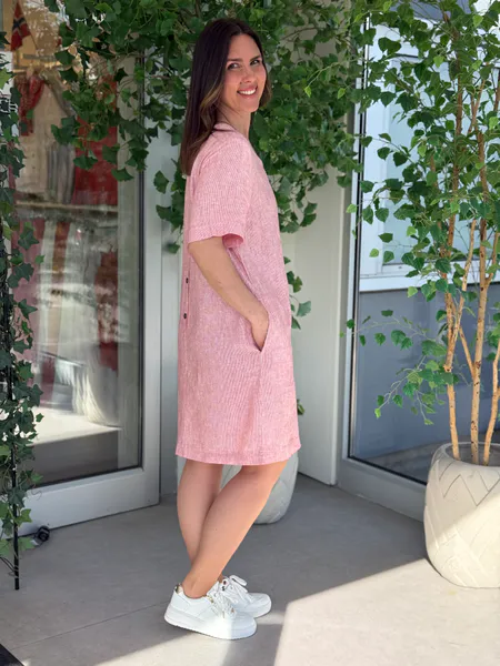 Hovedbilde  LAVA LIN/VISCOSE KJOLE STRIPET - RØD/OFFWHITE