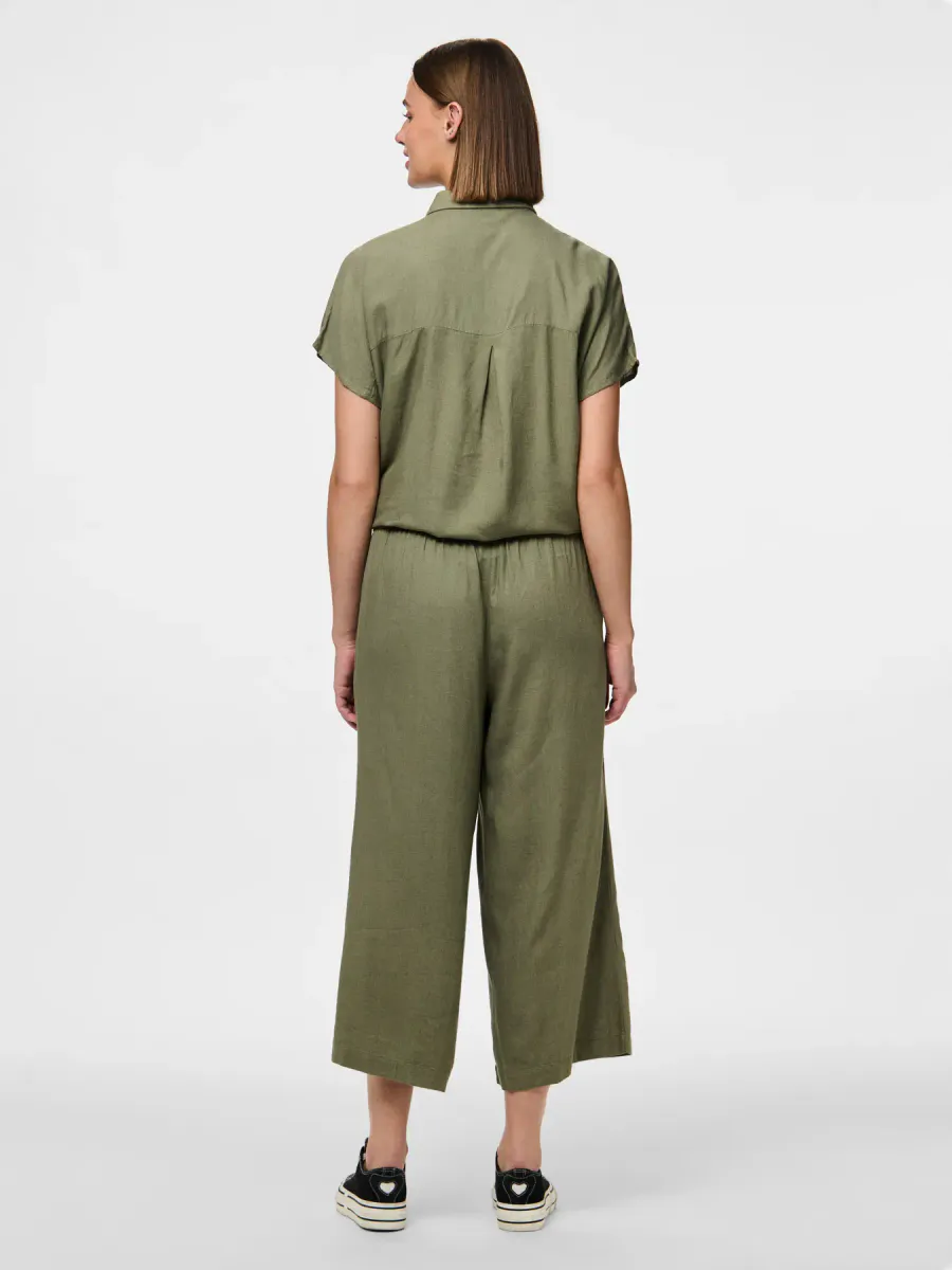 PIA LIN/VISCOSE SKJORTE M/KNYTING - OLIVEN