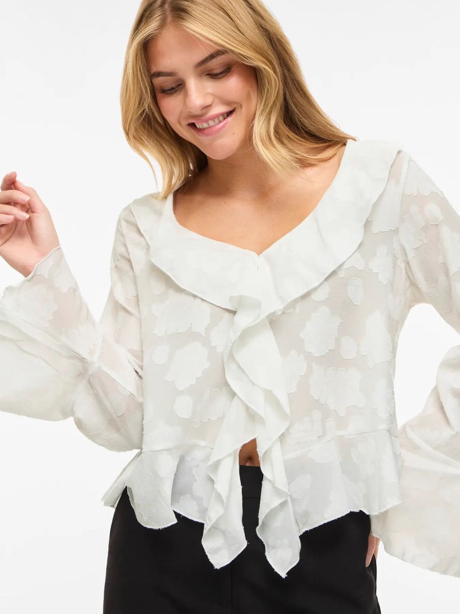 ESURA BLUSE M/VOLANGER - OFFWHITE
