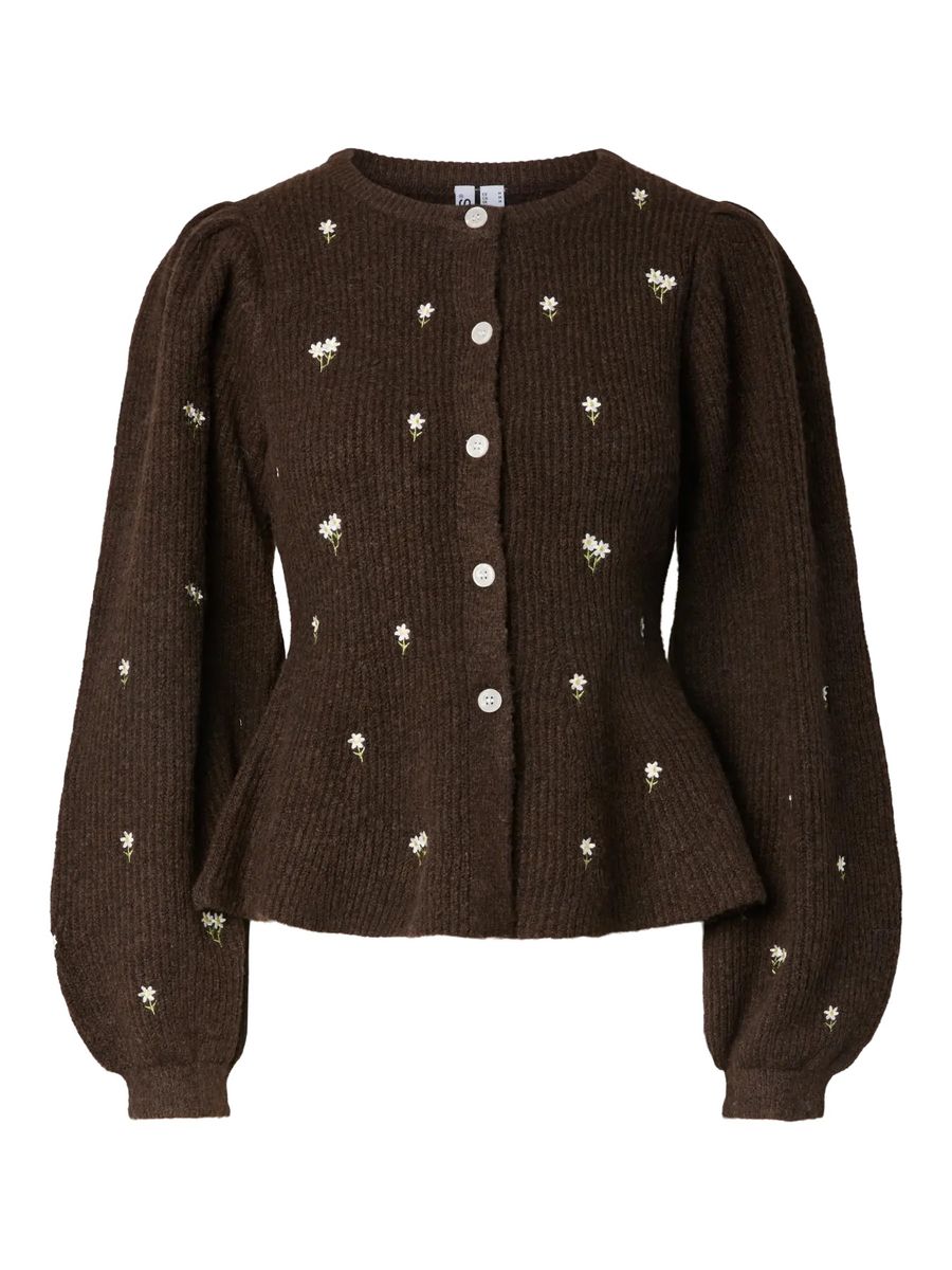SILLY CARDIGAN M/PUFFERM / BRODERI - BRUN
