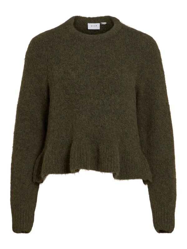 BOWS KNIT GENSER M/VOLANG - OLIVEN MELERT