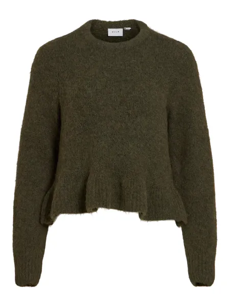 Hovedbilde BOWS KNIT GENSER M/VOLANG - OLIVEN MELERT