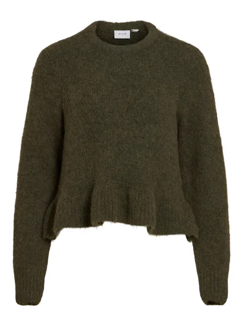 Hovedbilde BOWS KNIT GENSER M/VOLANG - OLIVEN MELERT