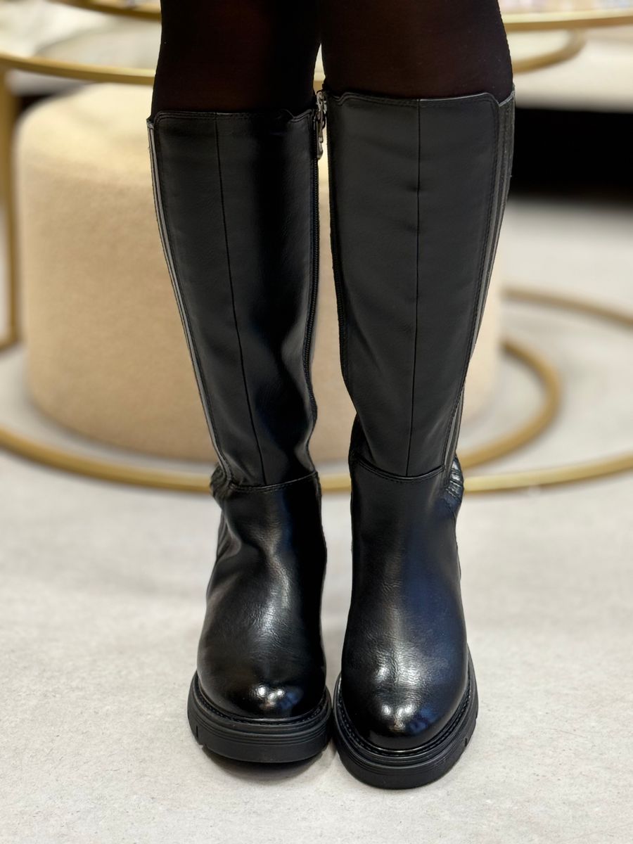 STØVLETT HØY M/GLIDELÅS - SORT