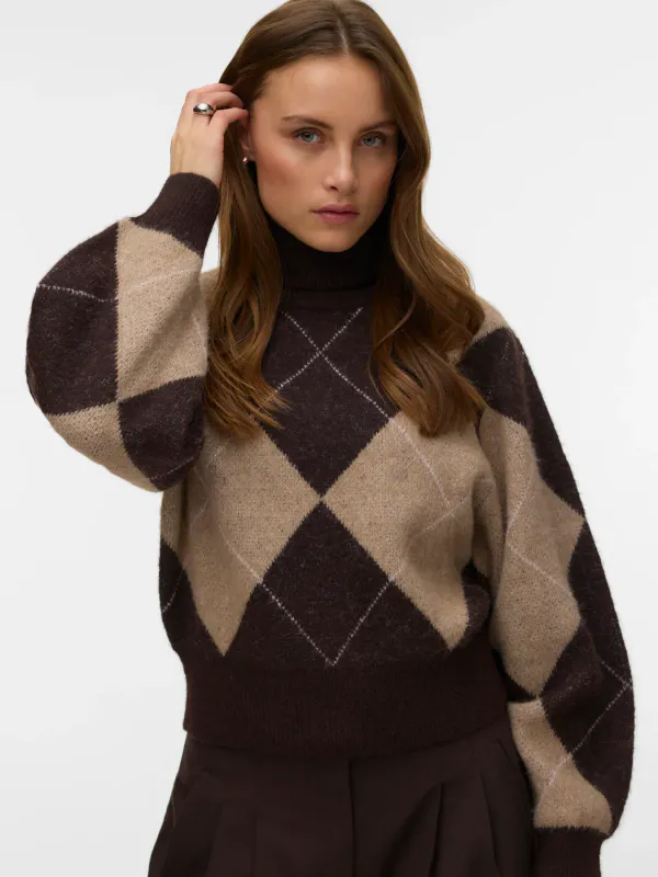 DARLA ROLL NECK GENSER - BRUN/CAMEL