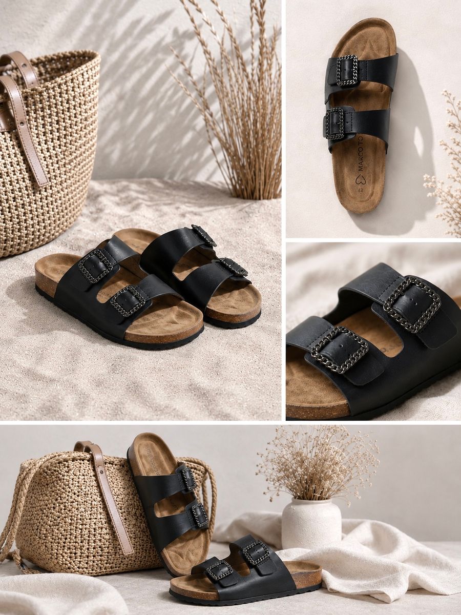 SANDAL I SKINN - SORT