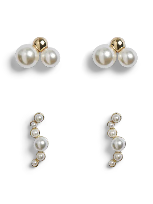 Hovedbilde BINA 2 PK ØREPYNT - GOLD/PEARL
