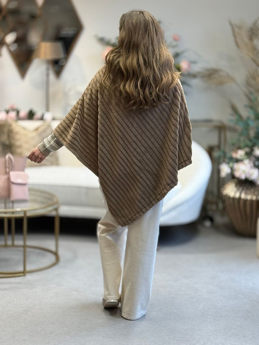 PONCHO FAKE FUR - TAUPE