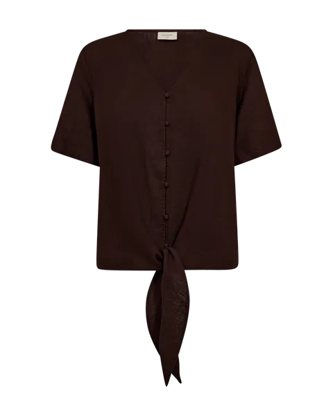 Hovedbilde LAVA LIN/VISCOSE BLUSE M/KNYTING - BRUN