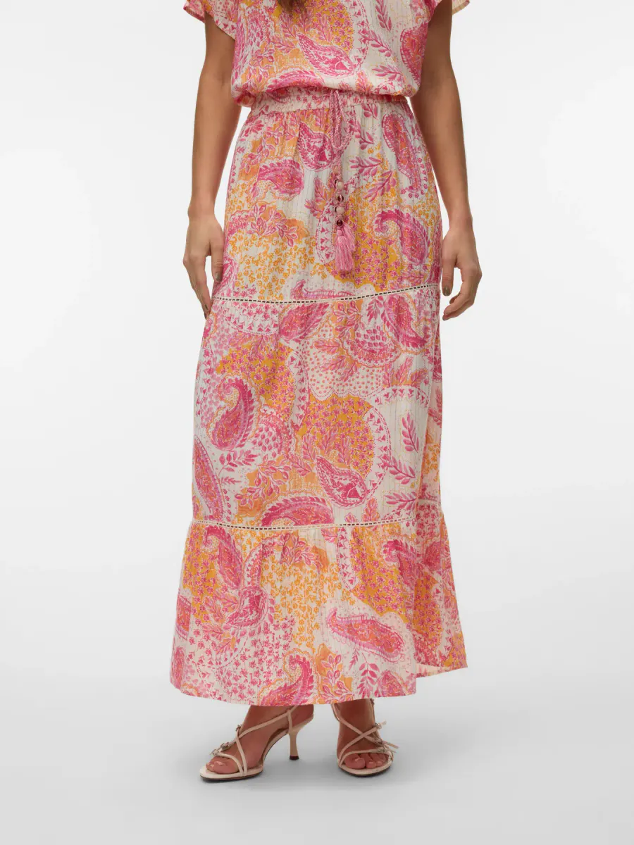NINA SKJØRT PAISLEY - ROSA/ORANGE