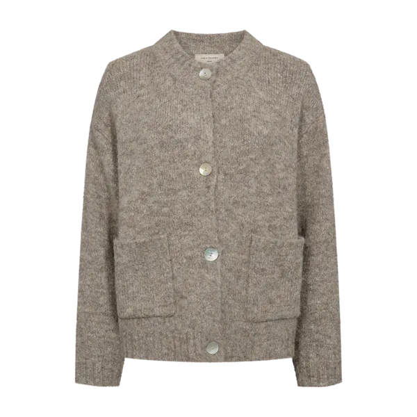 Hovedbilde GRSLULU CARDIGAN M/LOMMER  - TAUPE MELERT