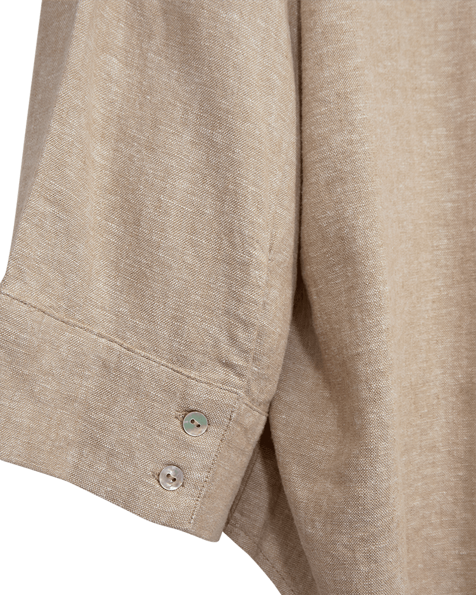 LAVA LIN/VISCOSE SKJORTE 3/4 ERM - SAND MELERT