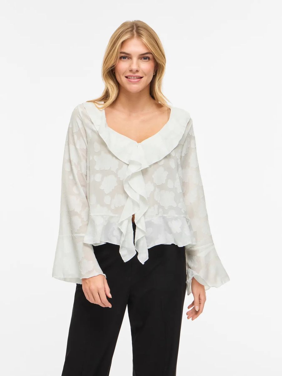 ESURA BLUSE M/VOLANGER - OFFWHITE