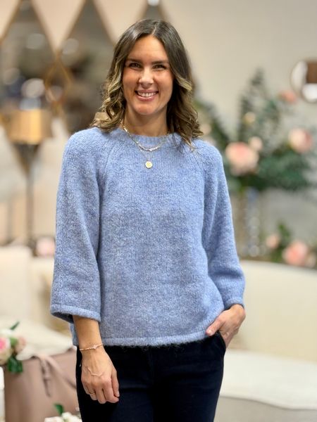 Hovedbilde LULU GENSER 3/4 ERM - JEANSBLÅ MELERT