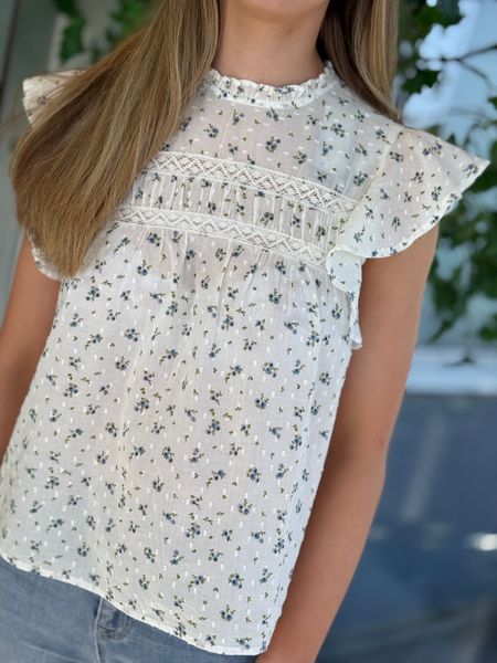 Hovedbilde TRINE TOPP M/PRINT - BLÅ BLOMSTER