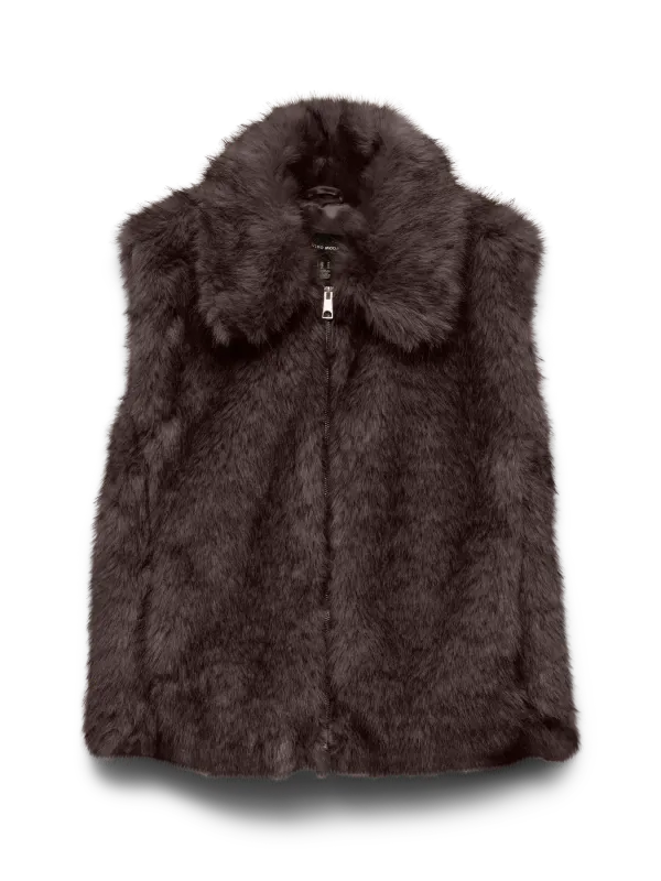 GLORIA FAKE FUR VEST - BRUN