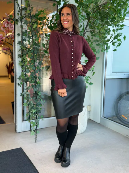 Hovedbilde JACIA CARDIGAN M/FRILL - PLOMME MELERT