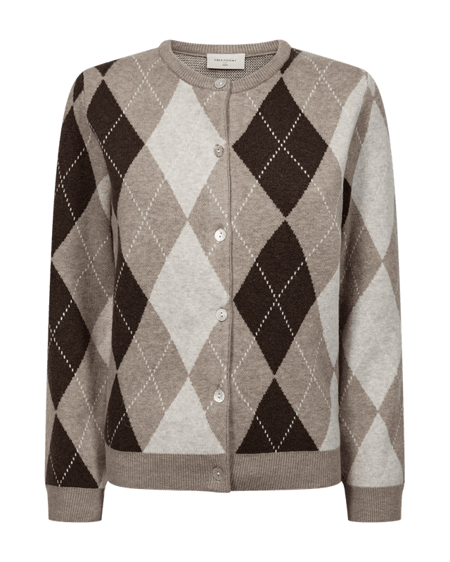 SIBYLL CARDIGAN M/ARGYLE - TAUPE / BRUN