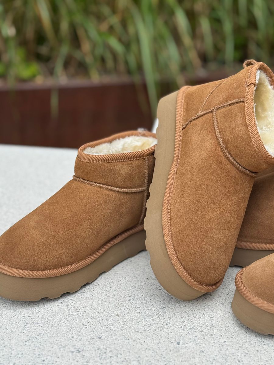 PLATFORM BOOTS - COGNAC