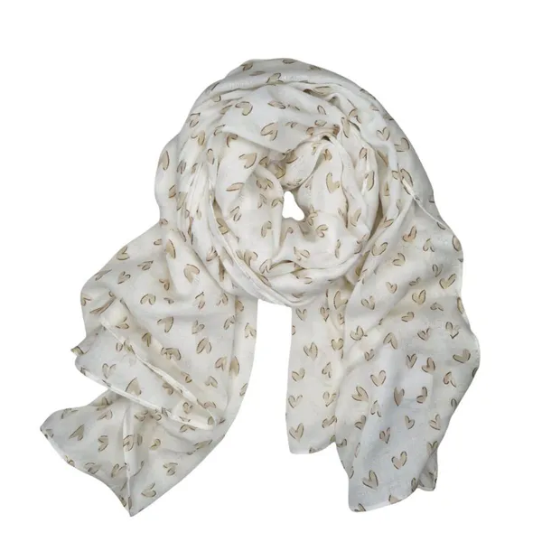 Hovedbilde SKJERF LANGT SMÅ HJERTER - SAND / OFFWHITE