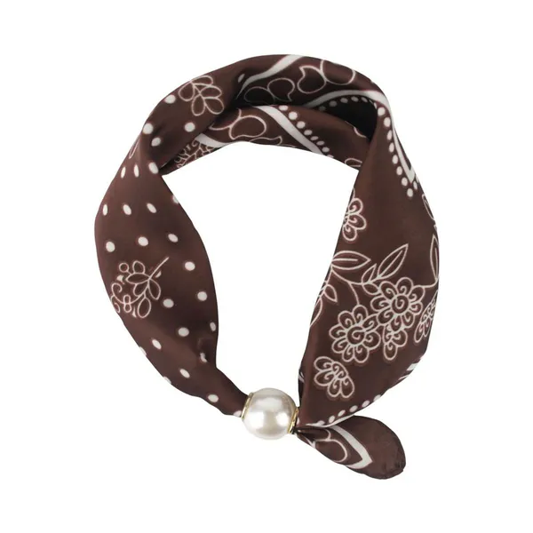 Hovedbilde SKJERF SILKEMIX PRINT M/PERLE  - BRUN / CREAM