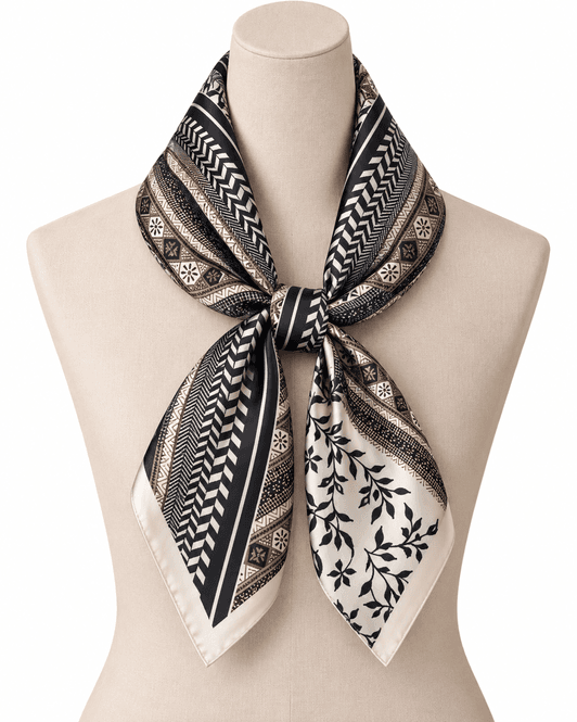Hovedbilde SKJERF  SMÅ PAISLEY - OFFWHITE / SORT