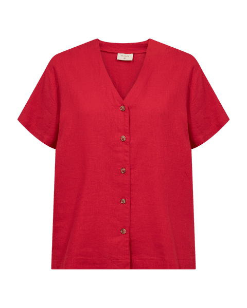 Hovedbilde LAVA LIN/VISCOSE BLUSE V-HALS - RØD