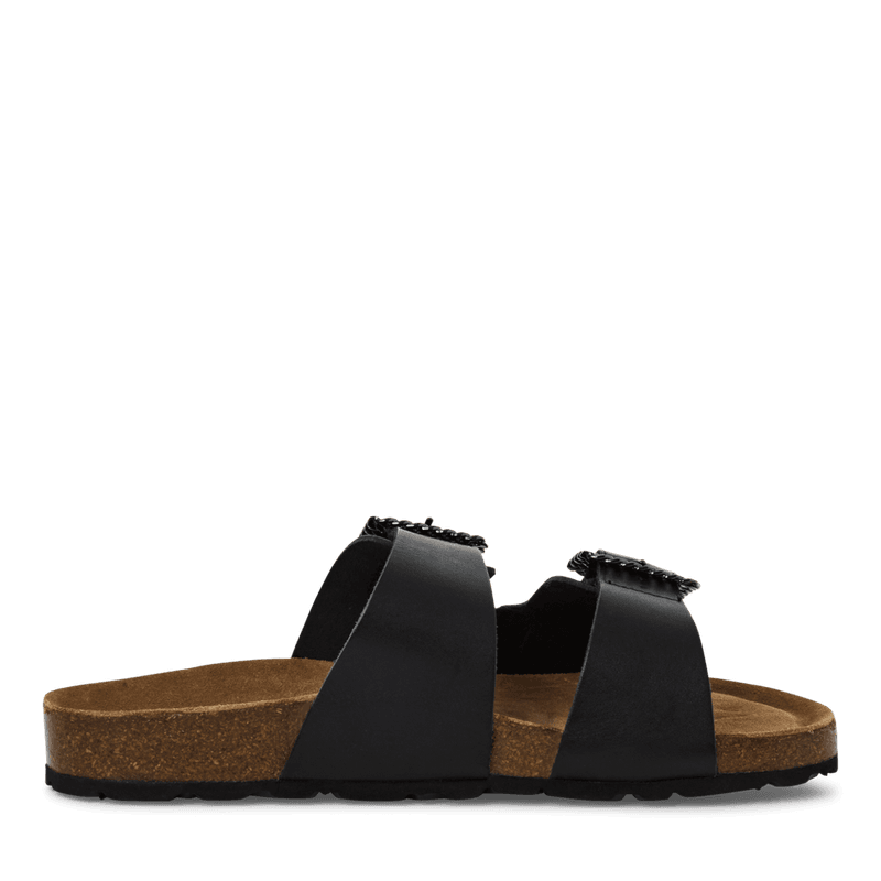 SANDAL I SKINN - SORT
