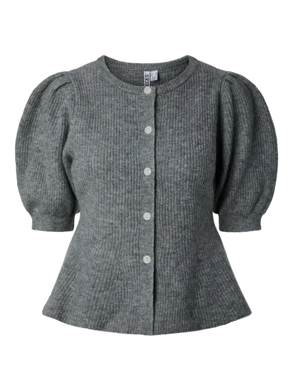 SILLY CARDIGAN M/ PUFF ERM - GRÅ