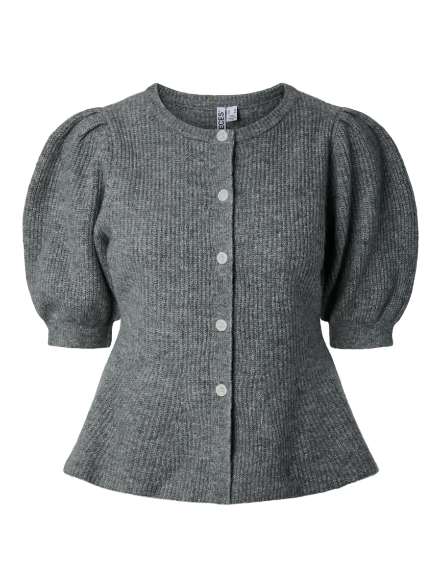 SILLY CARDIGAN M/ PUFF ERM - GRÅ