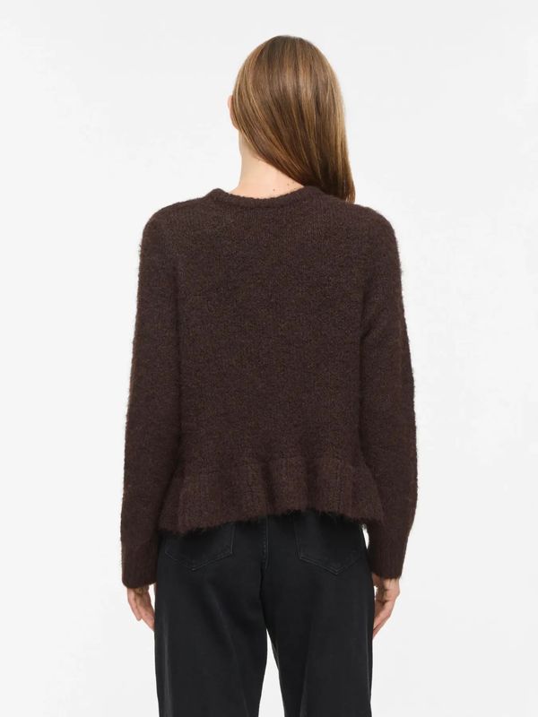 BOWS KNIT GENSER M/VOLANG - BRUN MELERT