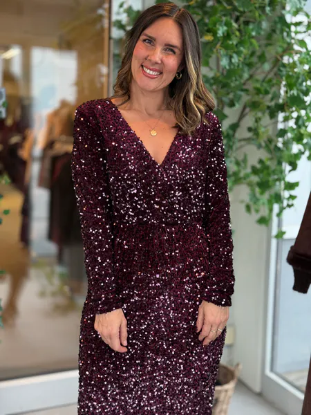 Hovedbilde FAITH PALJETT KJOLE LANG - PLOMME