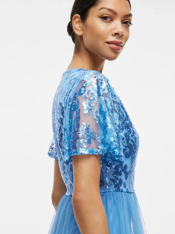 ULRICANA PALJETT KJOLE - BLISSFUL BLUE