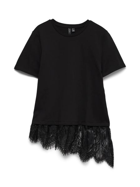 Hovedbilde BRIT T-SHIRT M/BLONDEKANT - SORT