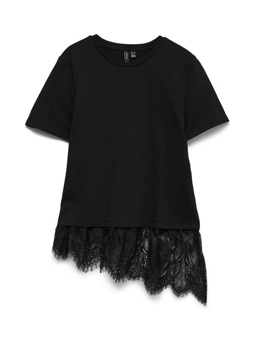 Hovedbilde BRIT T-SHIRT M/BLONDEKANT - SORT