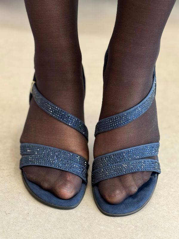 SANDALETT M/STRASS - NAVY